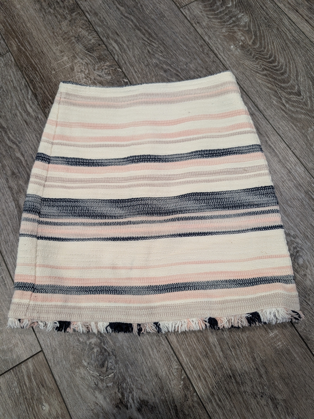 LOFT Ivory, Blush & Navy Striped Mini Skirt
